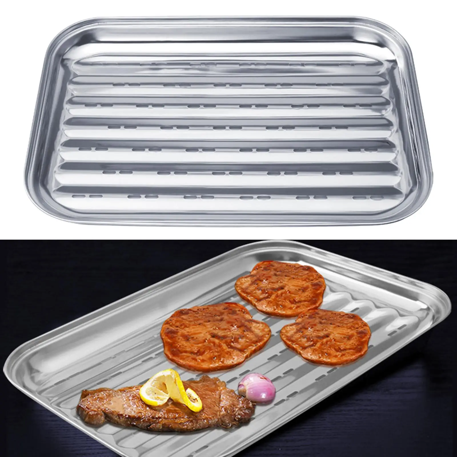 Square Baking Sheet Professional Mirror Finish Easy Clean Hollow One Piece Reusable Baking Pan Tray for Oven dessert BBQ