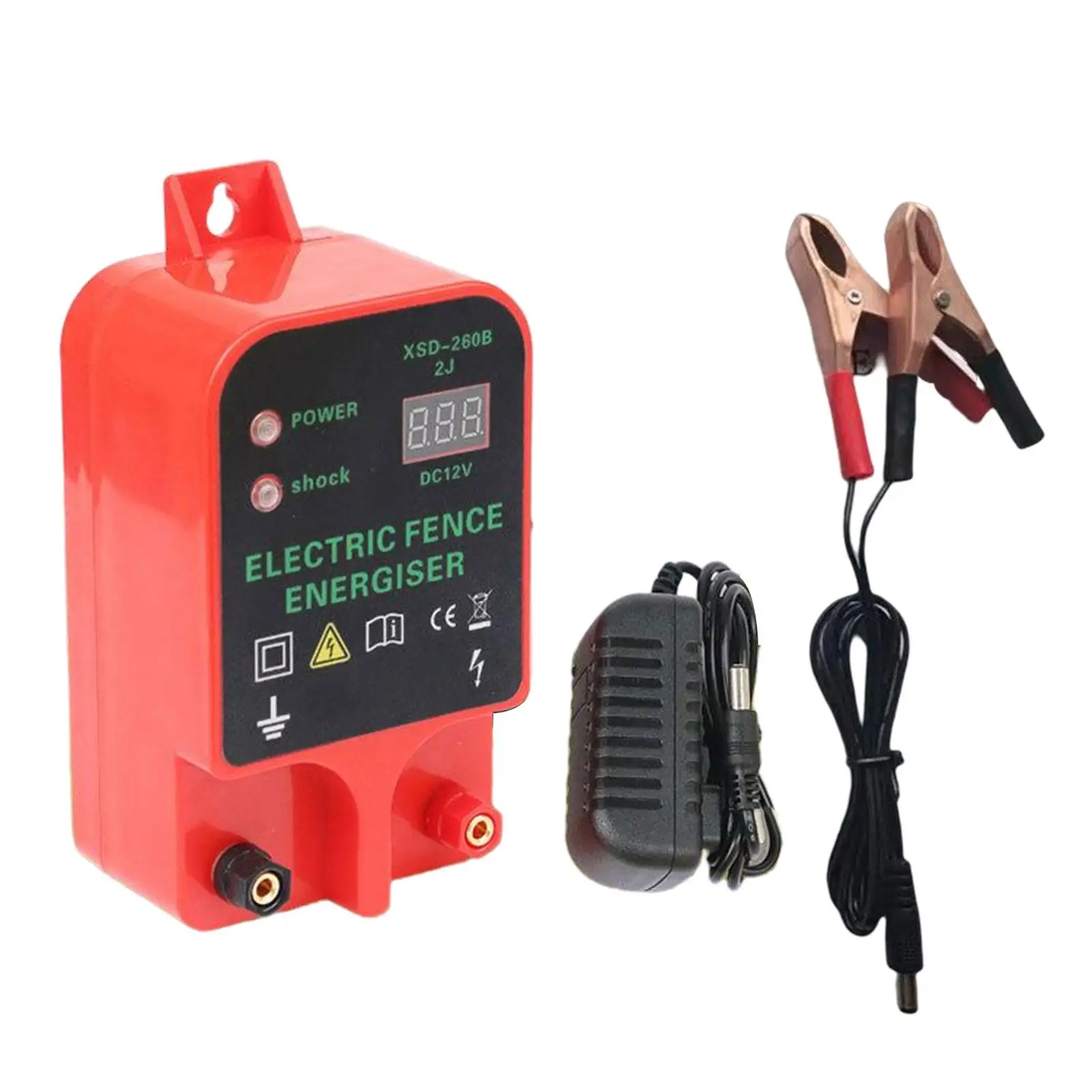 Electronic Fence EU Plug High Decibel Alarm High Voltage Pulse with Battery Power Clip Connector LCD Display Controller for Dogs