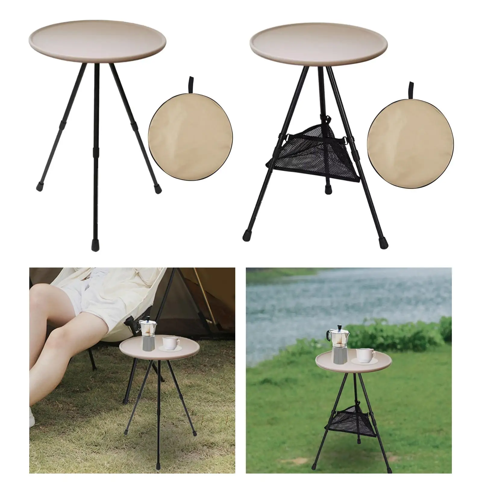 Outdoor Folding Round Table Portable Tea Coffee Camping Table Foldable Picnic Table for Hiking Picnic Travel Garden Climbing