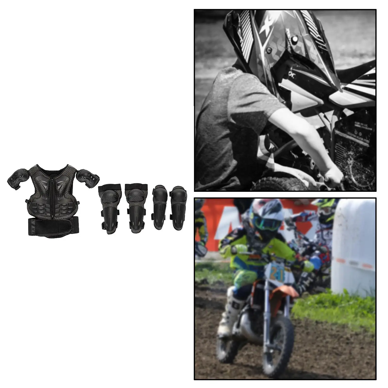 Child Kids Motocross Suit Chest Spine Back Protector Arm Elbow Pads