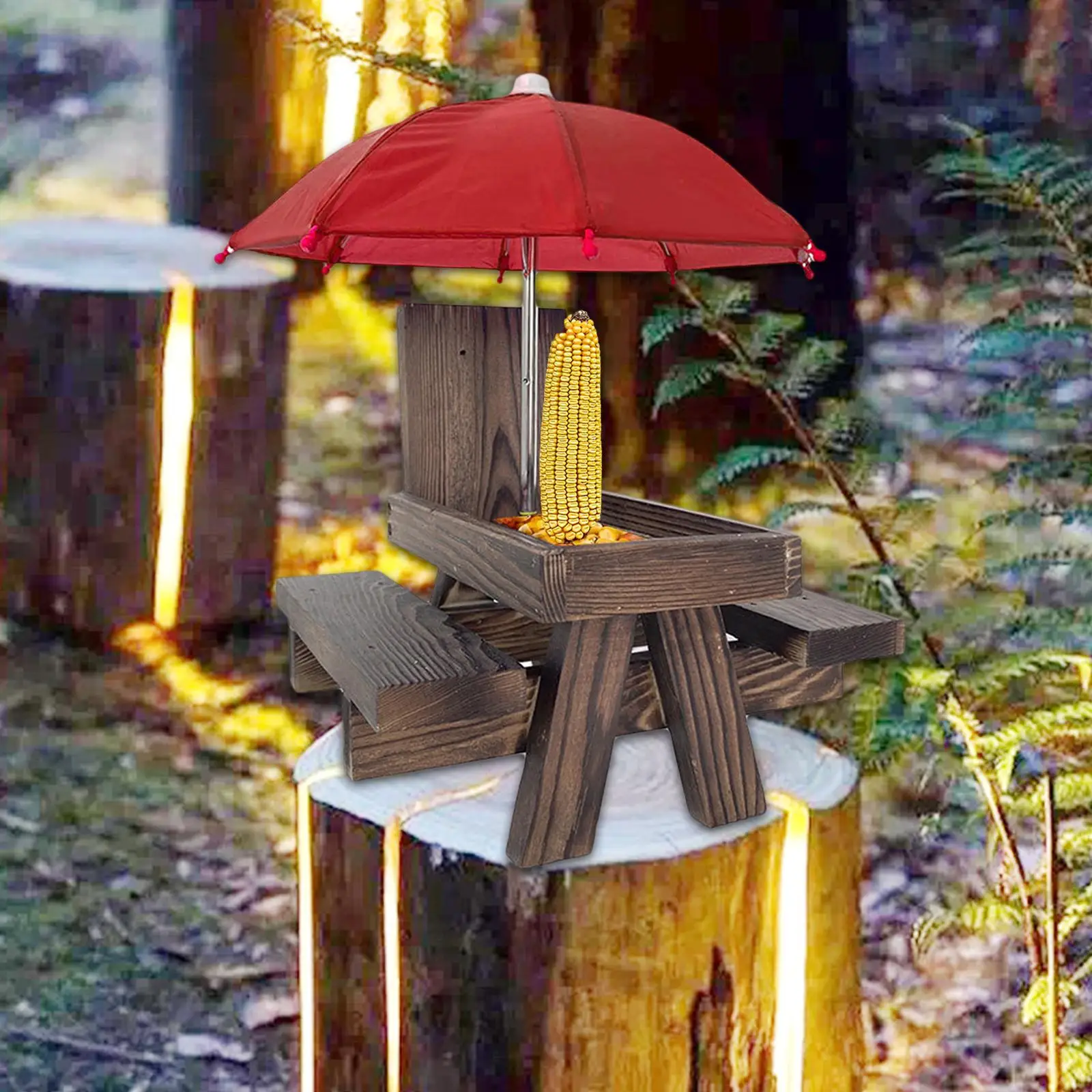 Wooden Squirrel Feeder Chipmunk Feeder Squirrel Feeding House for Outside Outdoors