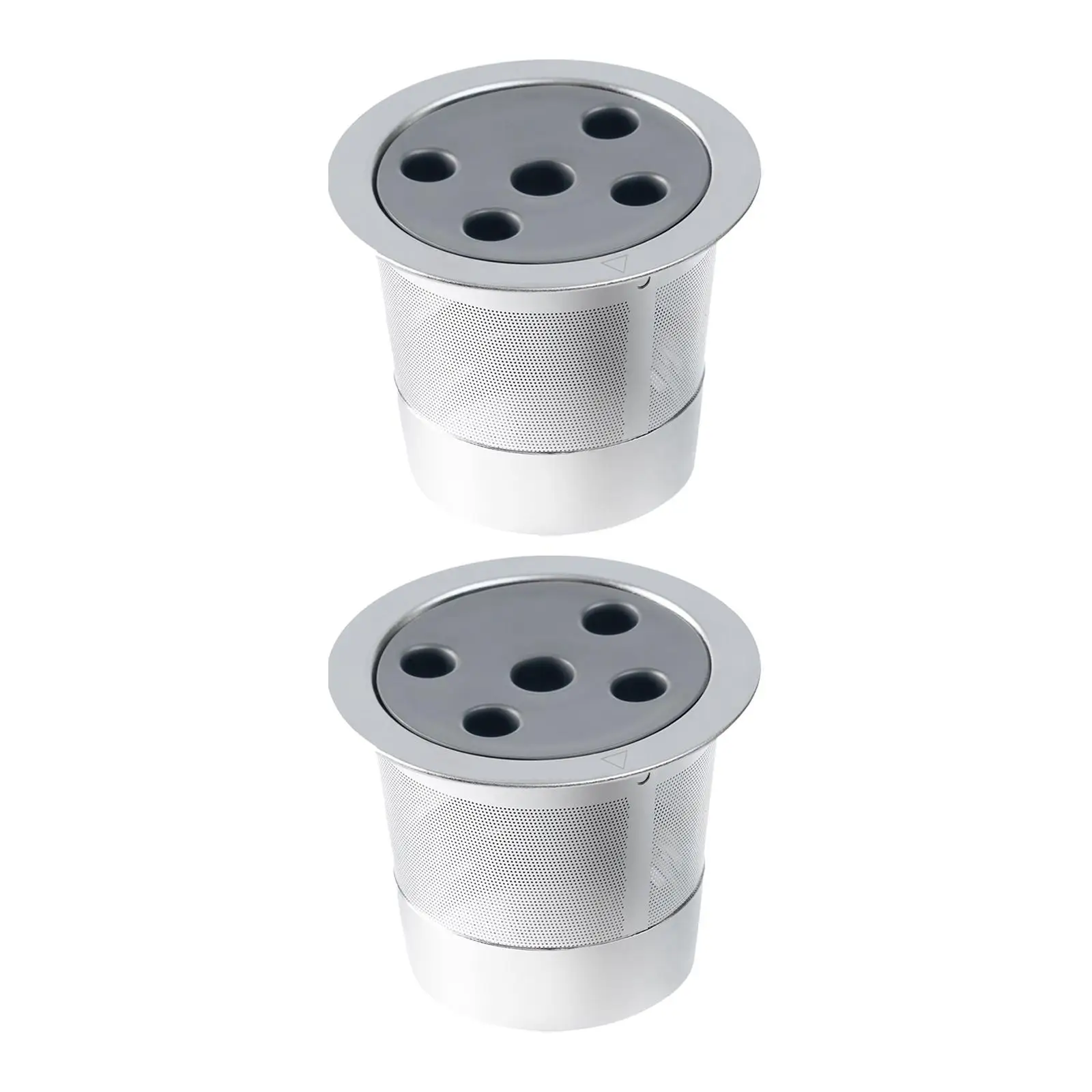 2x Reusable Coffee Filter with Lid Leakproof Stainless Steel Single Serve for Coffee Makers