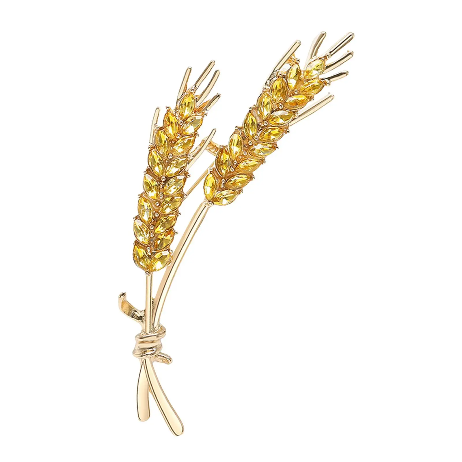 Wheat Brooch Pin Metal Ladies Bouquet Pins Decor Rhinestone Brooch Lapel Badge Womens Brooches for Wedding Prom Grandmother Gift
