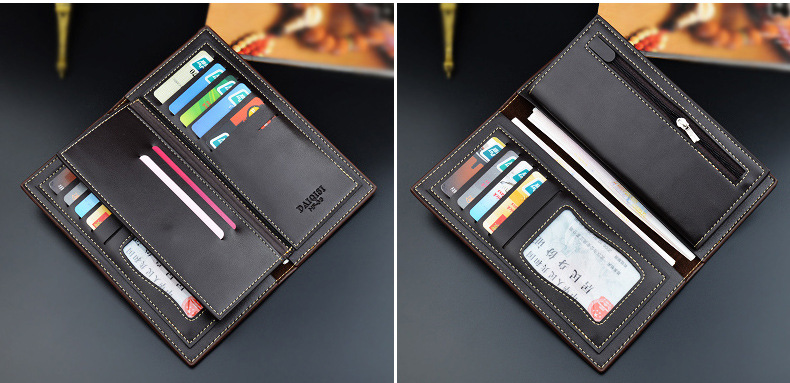 New Men's Wallet Men's Long Wallet Multi Card Slim Fashion Litchi Pattern Soft Leather Wallet Large Capacity Suit Bag