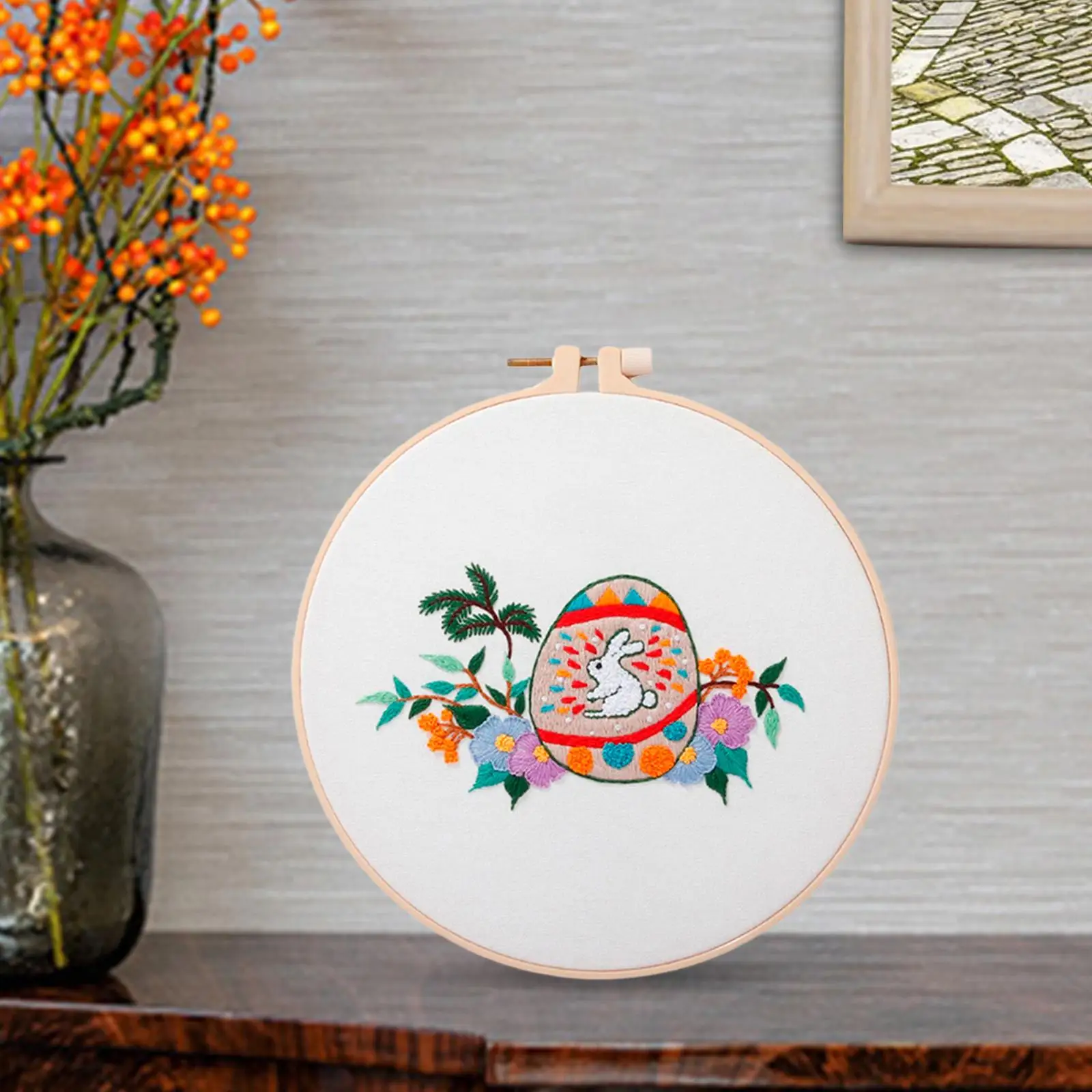 Rabbit Pattern Embroidery Starter Embroidery Hoop for Adults Sewing Handmade Easter DIY Cross Stitch Crafts Accessories
