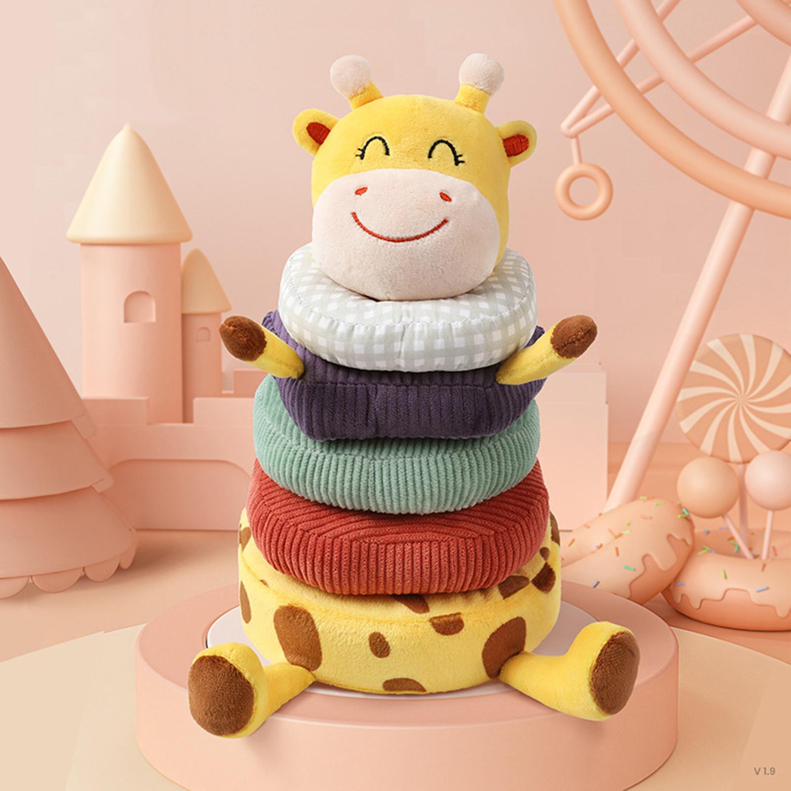 Baby Stacking Rings Toys, Puzzle Rings Stacking Toy Plush Animal Toy for Boys Girls Birthday Gifts