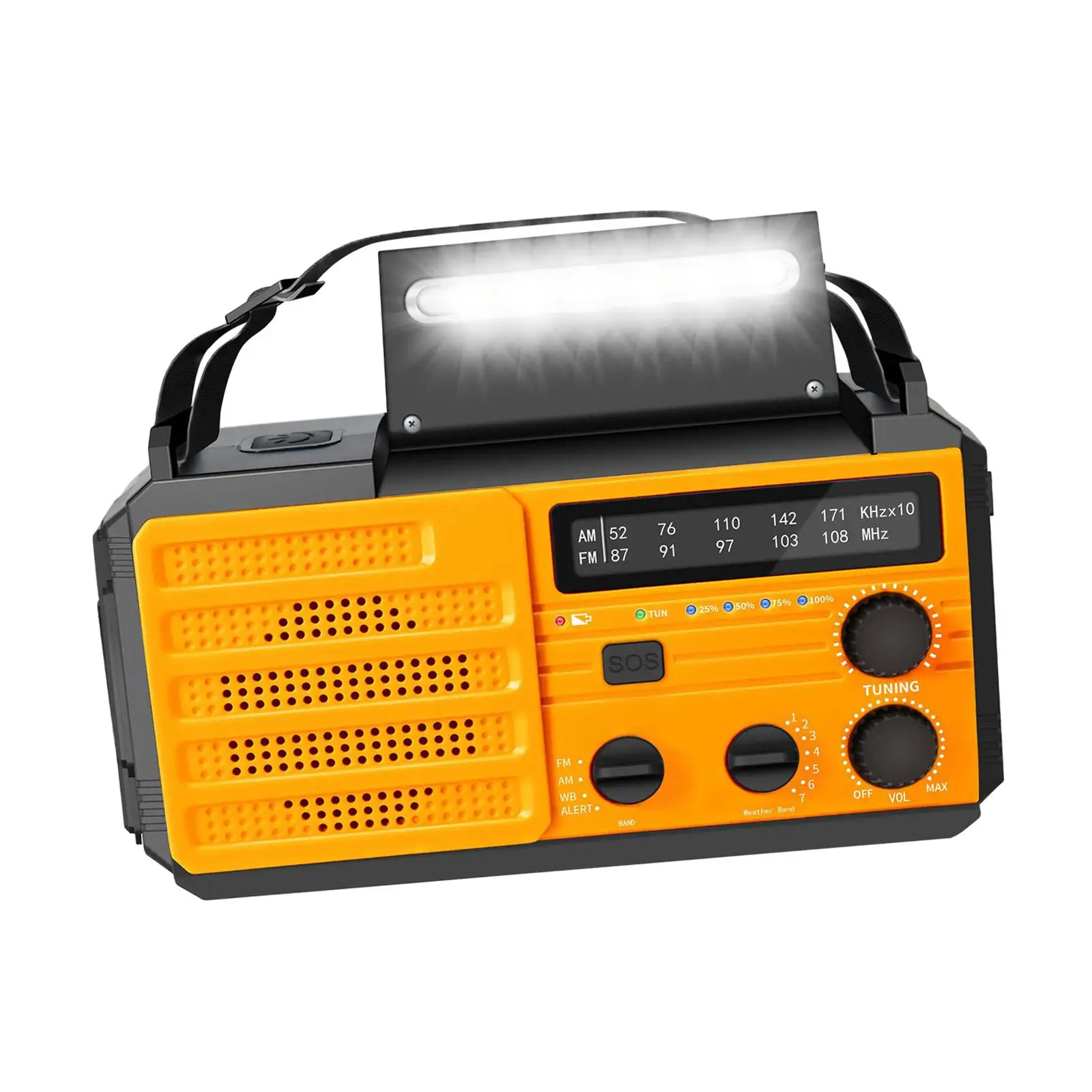 Solar Radio Dynamo Radio with Flashlight Solar Powered Portable 8000mAh Emergency Radio for Home Camping Travel Survival Orange