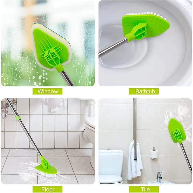 Scrub Cleaning Brush with Long Handle 3 in 1 carpet Shower Cleaning Tub  Tile Scrubber Brush Extendable Household cleaning brush