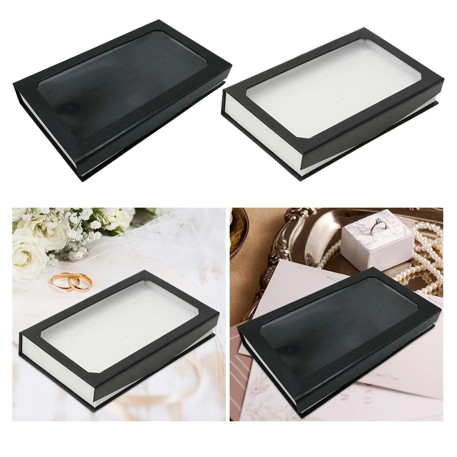 Rings Display Tray Storage Box with Clear Lid Jewelry Show Earring Holder for Women Girls