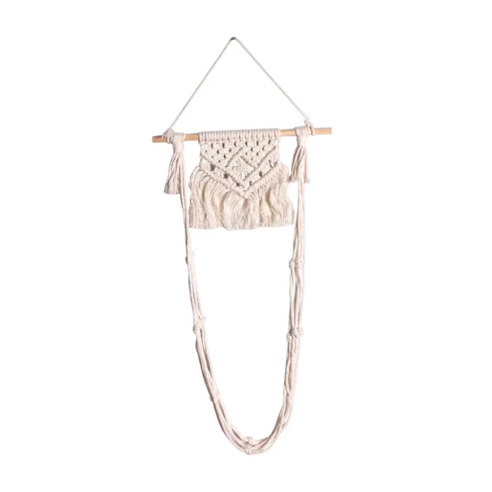 Paper Roll Holder Wooden Macrame Wall Mounted Toilet Paper Holder for Farmhouse