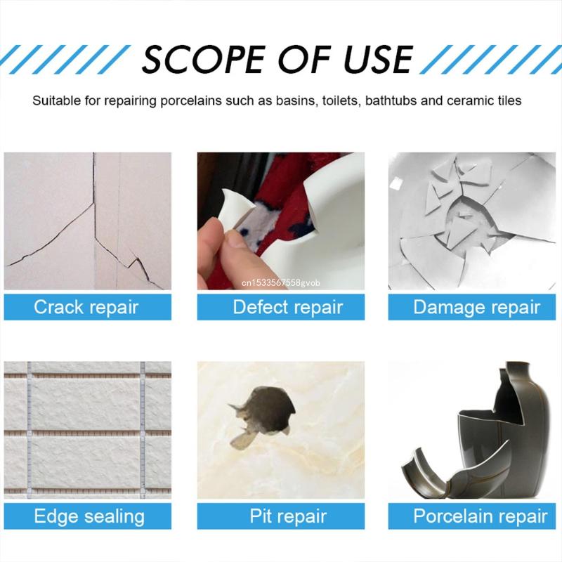 Description Picture 6 of itemCeramic Repair Paste A+B Tub Tile Shower Repair Kit White Bathtub Crack Refinishing Porcelain Acrylic Fiberglass