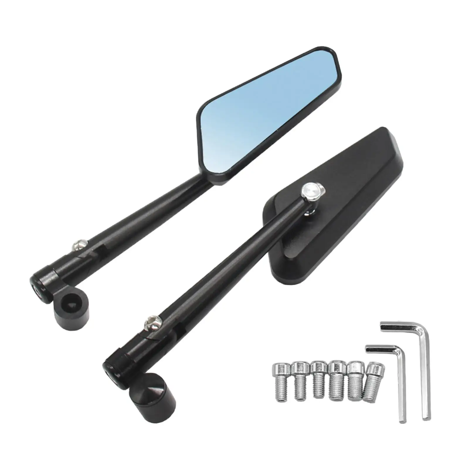 CNC Motorcycle Rear Side View Mirrors Adjustable Large Glass Lens Accessory
