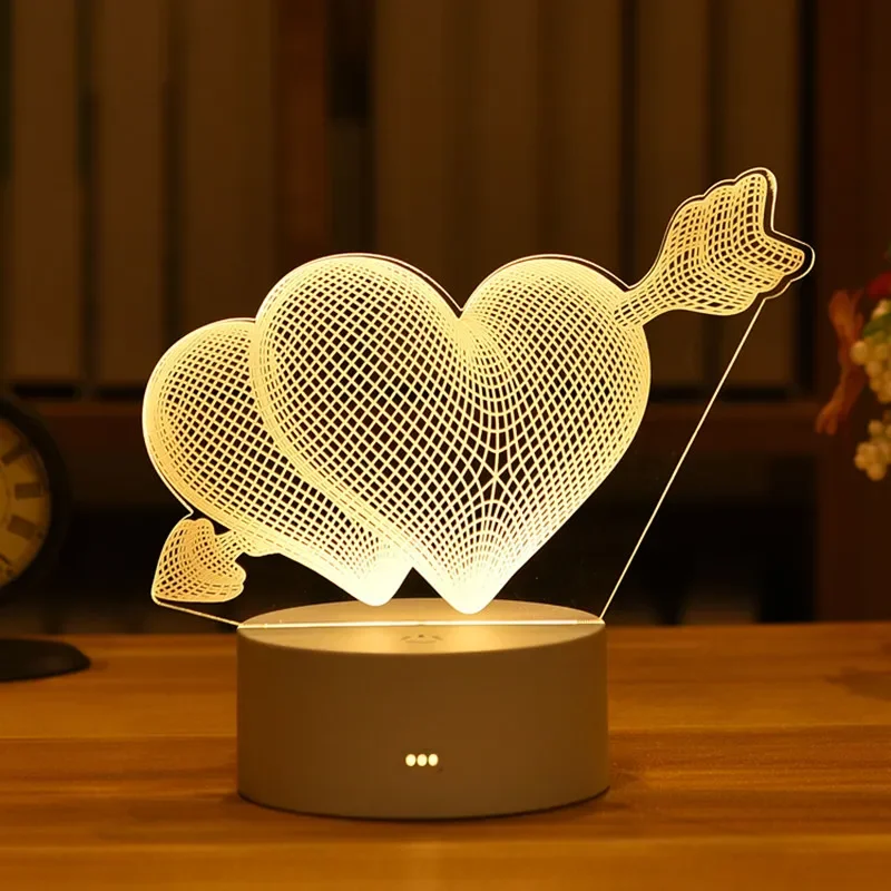 3D Lamp Acrylic USB LED Night Lights Neon Sign Lamp Xmas Christmas Decorations for Home Bedroom Birthday Decor Wedding Gifts