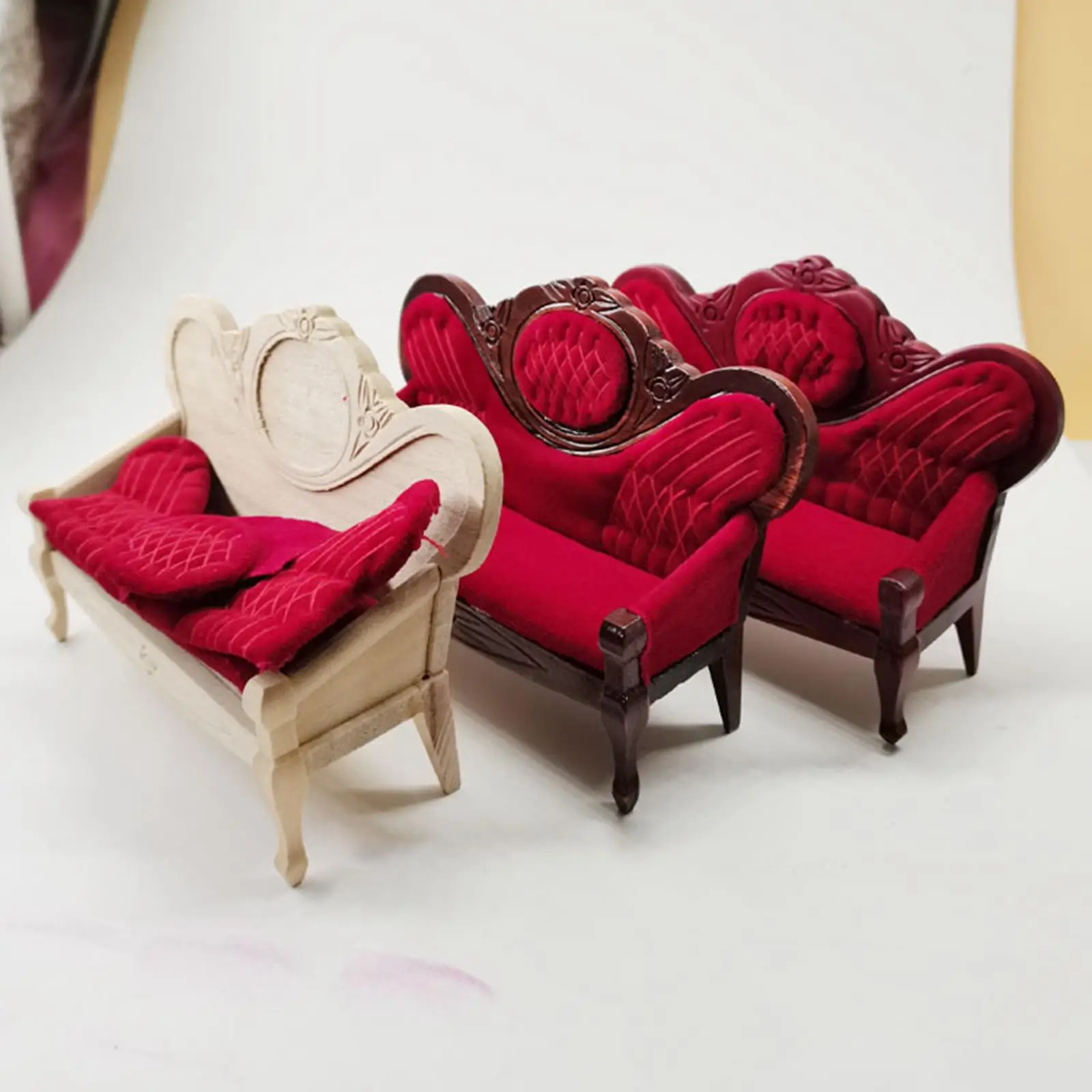 Mini Dollhouse Sofa Toy Accessory Furniture Model DIY 1/12 Scale Armchair Couch for Living Room Bedroom Landscape Home Decor