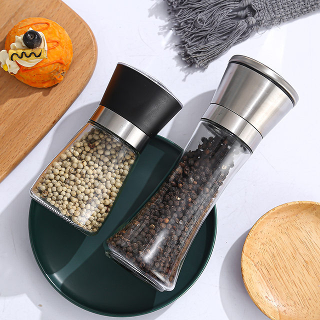 1Pcs,Pepper grinder, manual grinding bottle, small seasoning bottle, glass  sea salt pepper seasoning bottle, grinding powder ultrafine