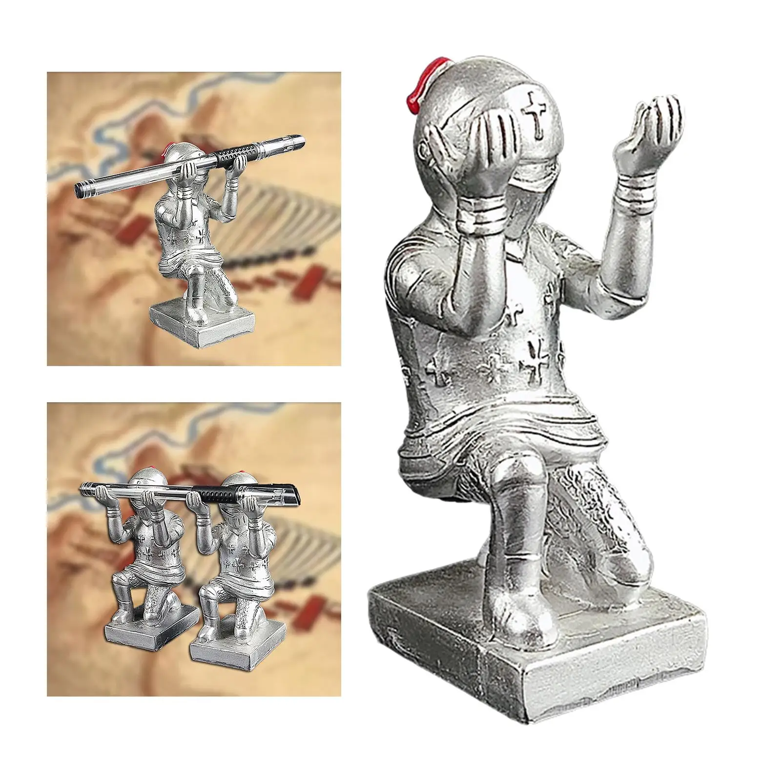 Novelty Knight Pen Holder Figurine Collectible  Desk Organizer Stand Display Decorative Home  Drawing  Accessories