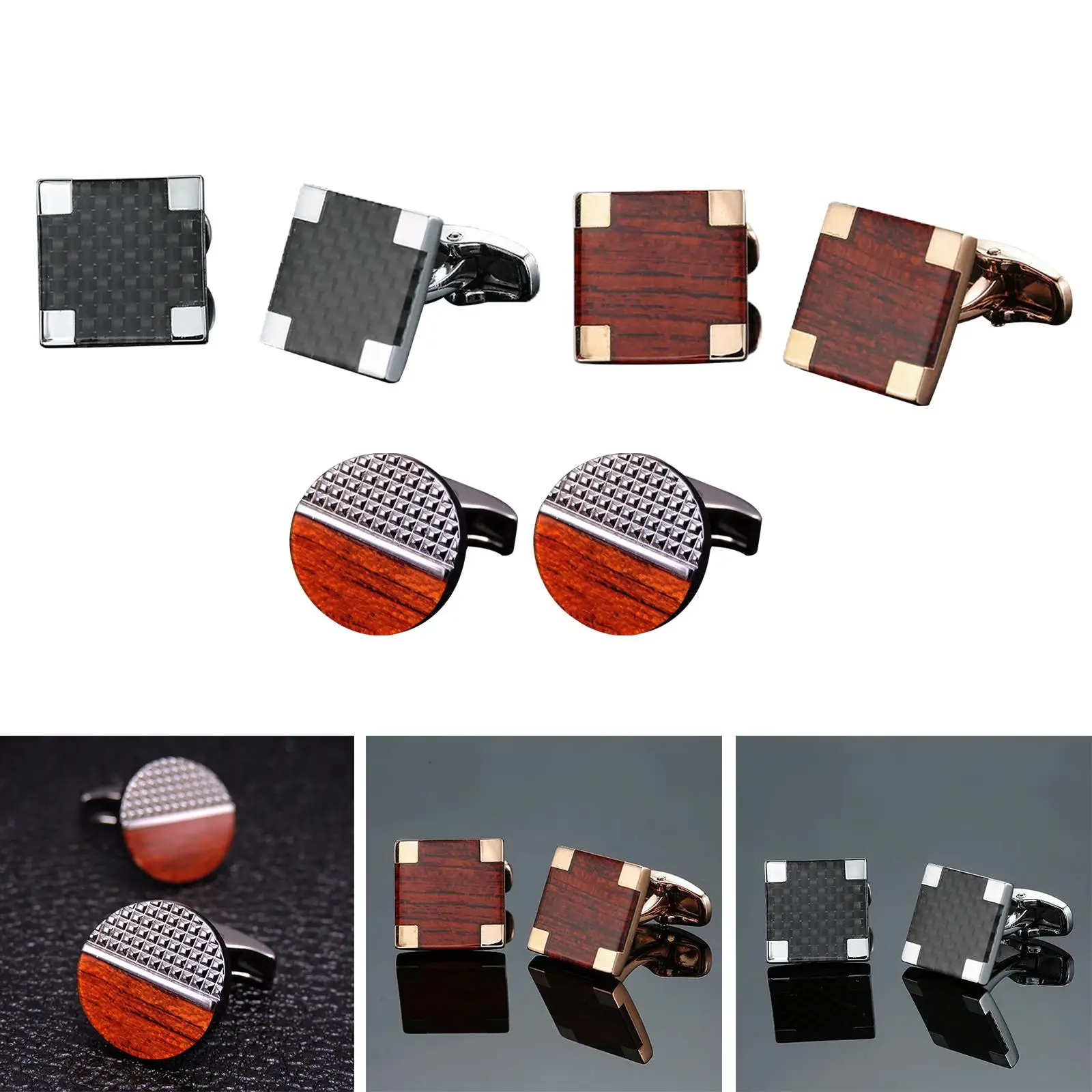 2Pcs Unique Men`s Cuff Links Copper Formal Set Personality High-End , One Size for Wedding Suit Cocktail Party Banquet Shirts