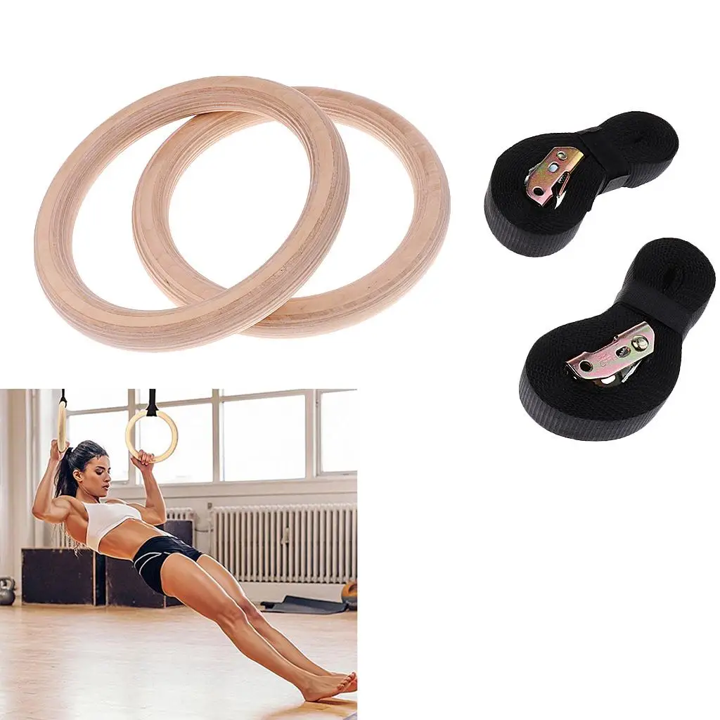 Durable Deluxe Gymnastic Rings   Pull Up Straps Anti-Slip Workout