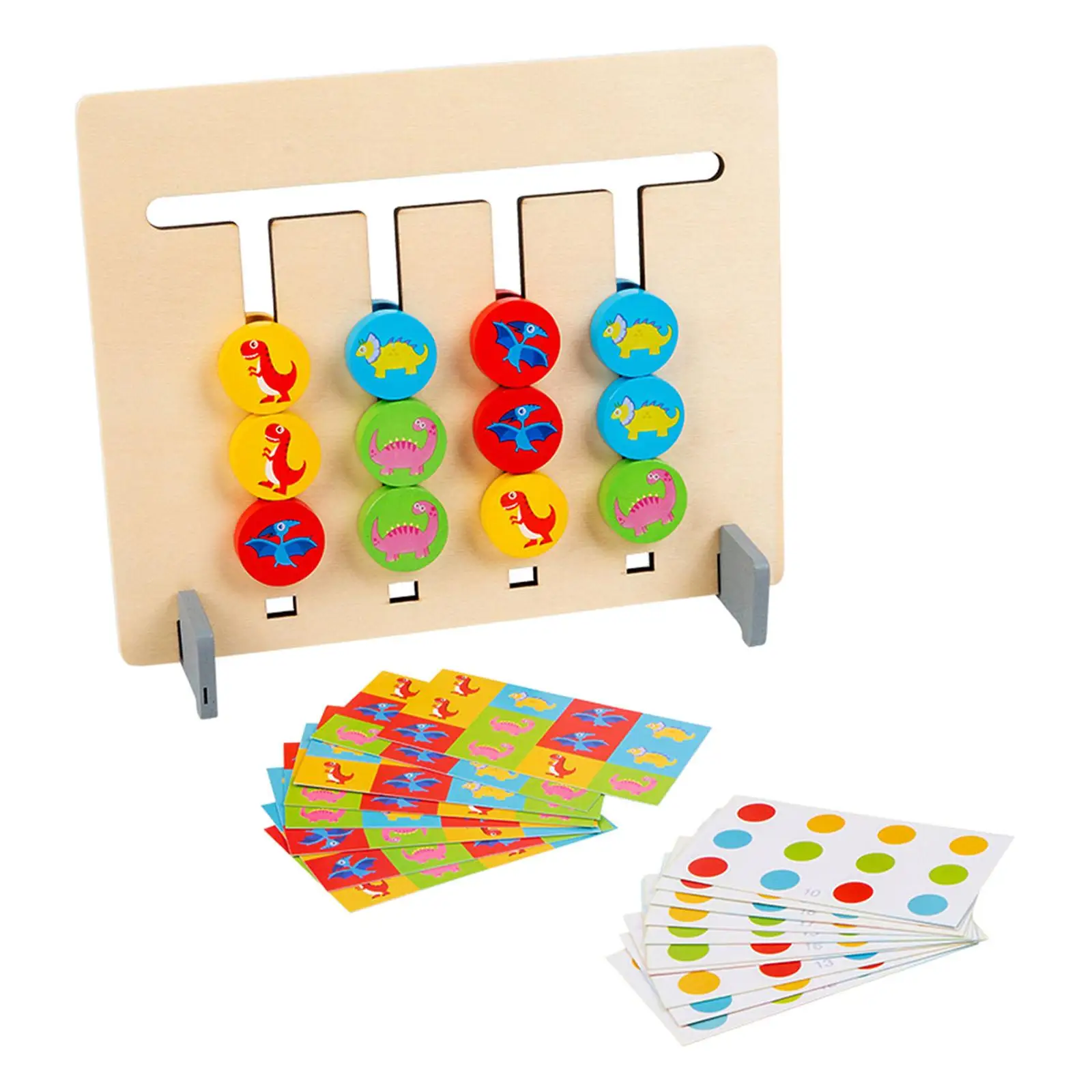 Slide Puzzle Toy Game Developing Educational Toy Wooden Board Shape Color Matching Toy Brain Teaser Jigsaw for Preschool