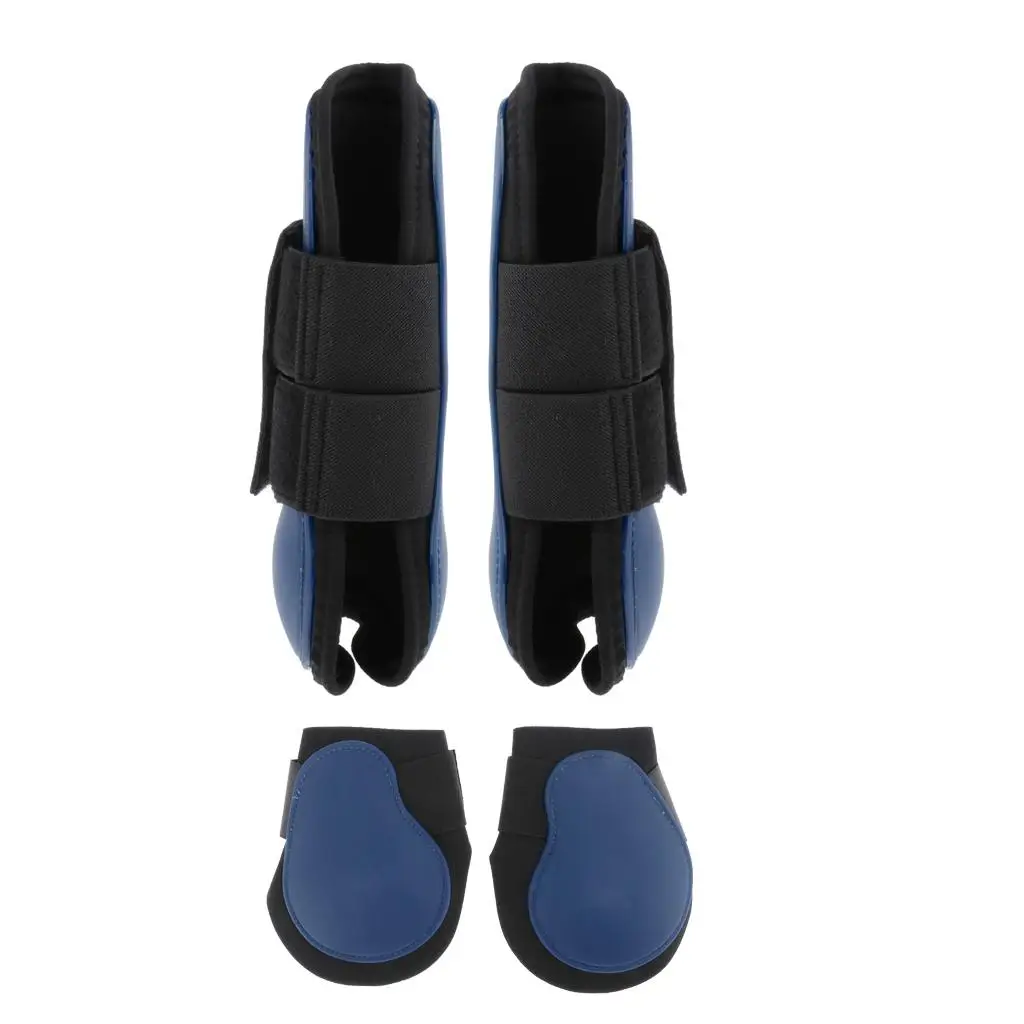 2 Pairs Horse Leg Boots - Equine Horse Front & Hind Leg Guard Equestrian Tendon Protection Neoprene Horse Hock Brace