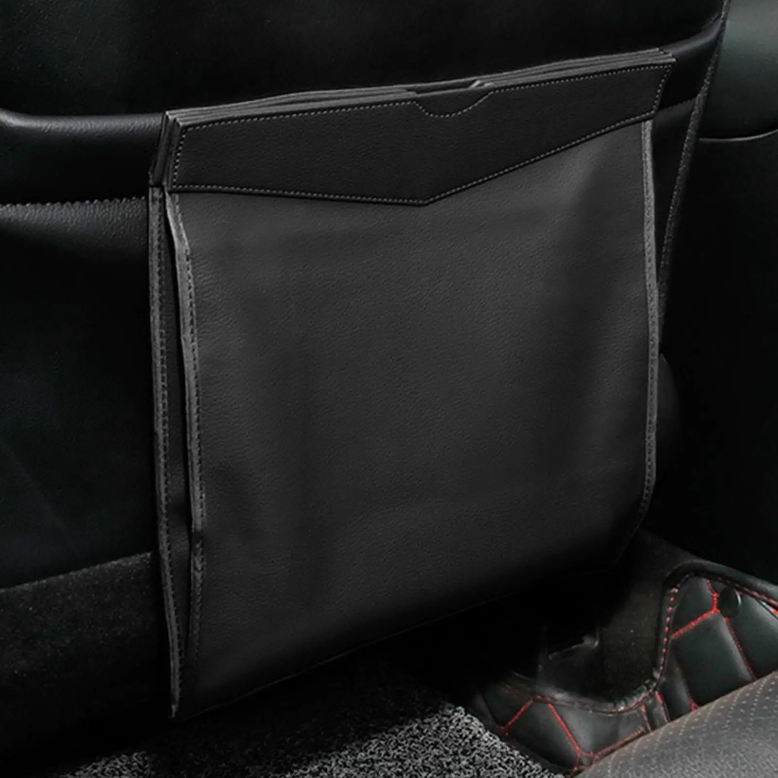 Car Artificial Leather Trash Can Sturdy Storage Rack Leakproof Storage Multi Purpose Save Vacuum Auto Hanging Garbage Can Bag