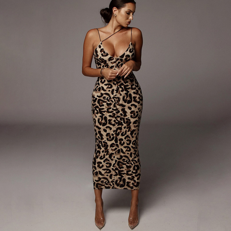 pele de cobra leopardo impressão bodycon vestido