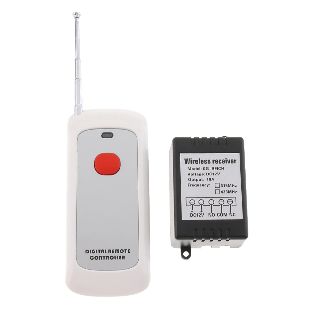 433Mhz Wireless RF Switch 1000 Meters Long Range DC 12V Single Channel Wireless Remote Control Switch, 10A Relay Receiver