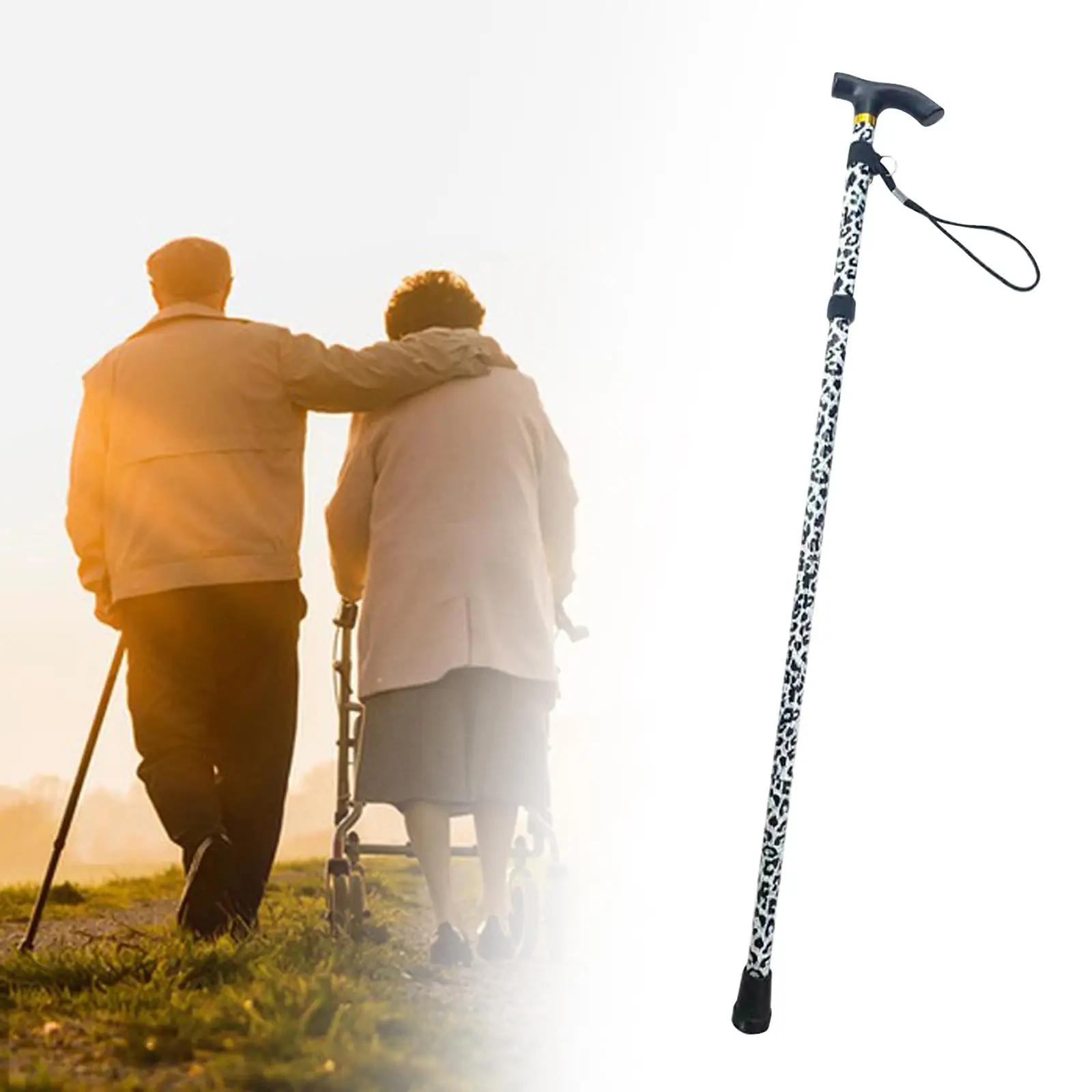 Trekking Poles Adjustable Folding Anti Shock Metal Cane Hiking Pole for Elderly Old Man Men and Women Hiking Trekking Camping