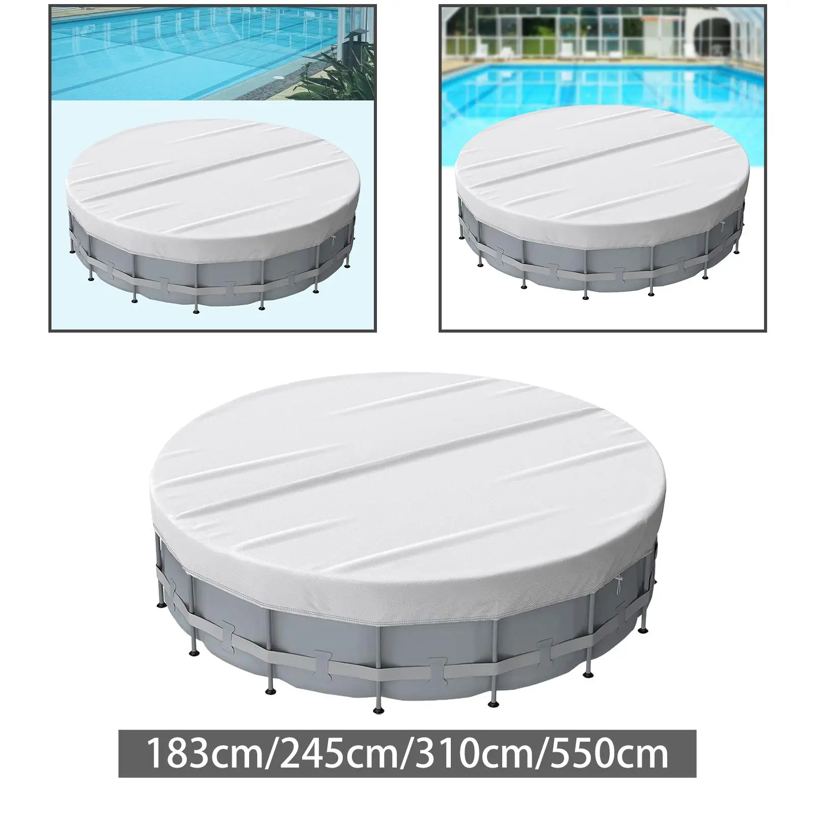 Swimming Pool Cover Hot Tub Cover Protector Circular above Ground Pool Cover for Bathtub Garden Patio Frame Swimming Pools SPA