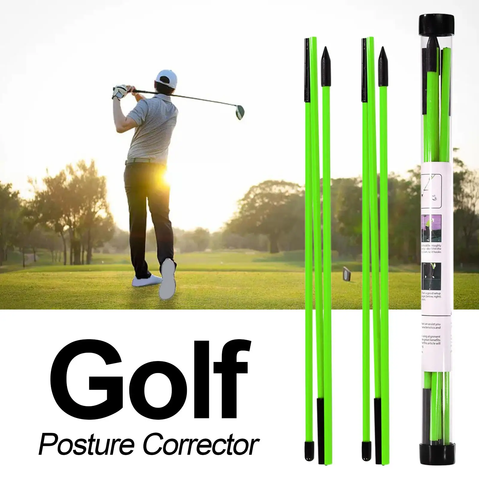 2 Pack Golf Alignment Stick Golf Training Aid 3?Fold Full Swing Golf Training Exercise