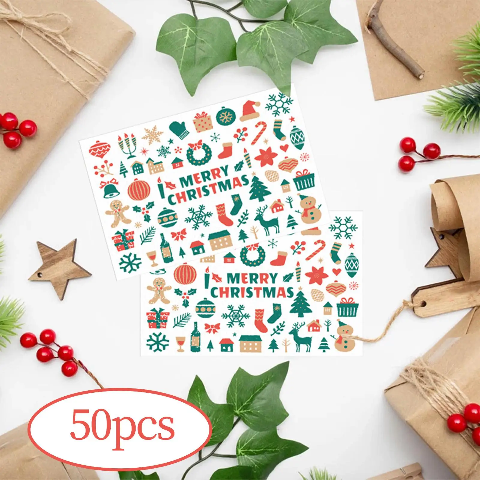 50x Rustic Christmas Cards Greeting Cards  Crafts for Party