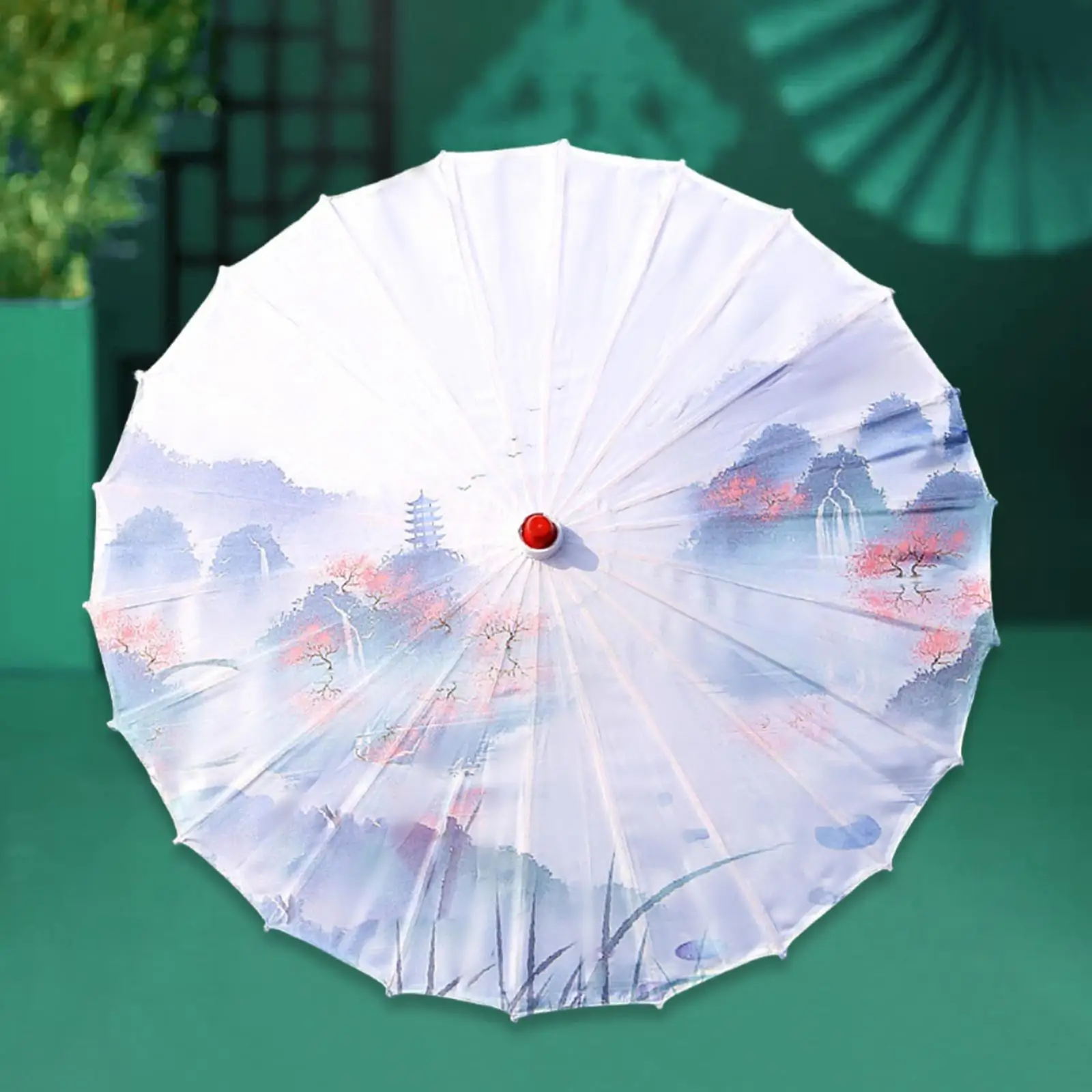 Silk Cloth Women Umbrella 33 inch Oriental Style Oil Paper Parasol for Costumes Cosplay Dance Recitals Wedding Music Festivals