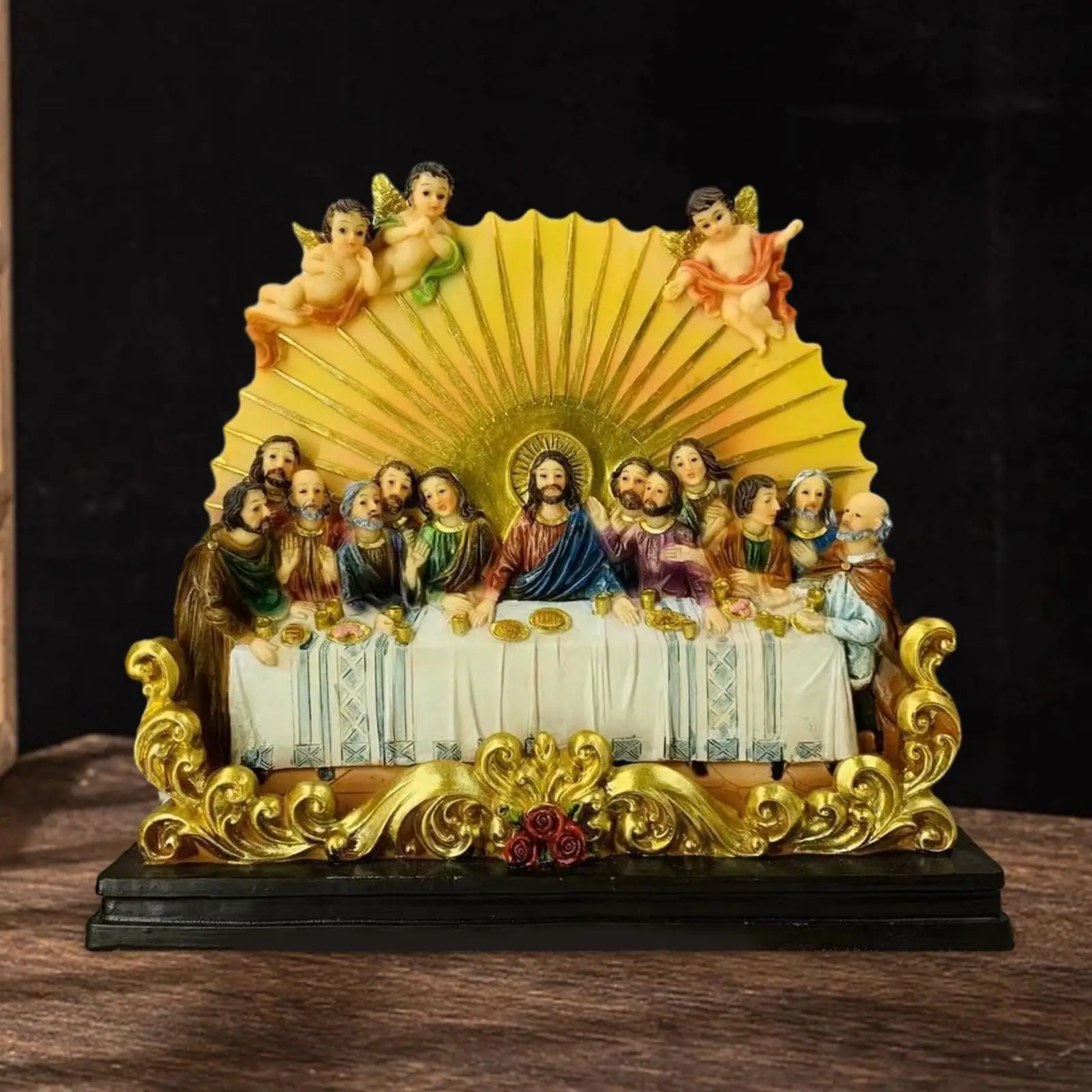 Resin Last Supper Sculpture Statue Tabletop Figurine for Office Home Decor