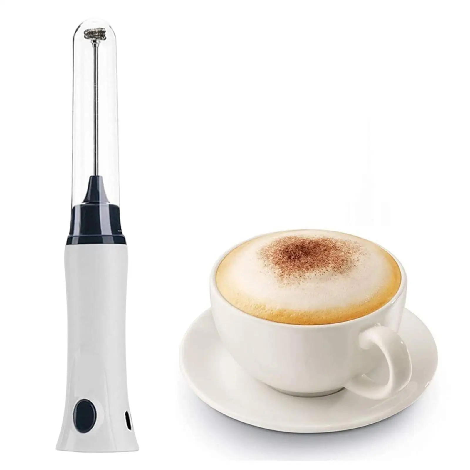 Milk Frother Whisk Foam Maker with Lid for Hot Chocolate Egg Mix Cappuccino