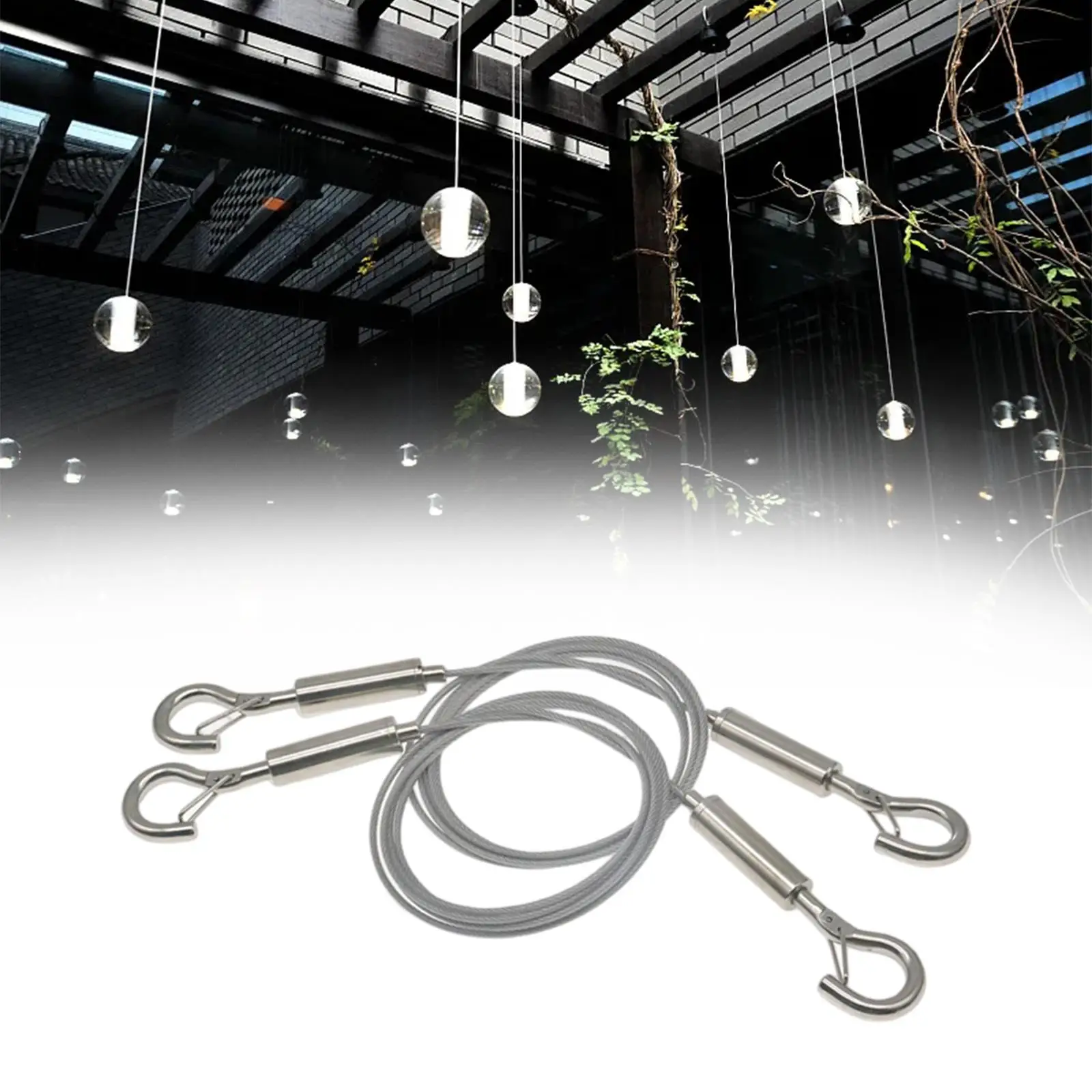 Heavy Duty Mirror Hanging Wire Suspension Kit Versatile Good Load Bearing Accessory Adjustable 6.56 Feet Long for Indoor Outdoor