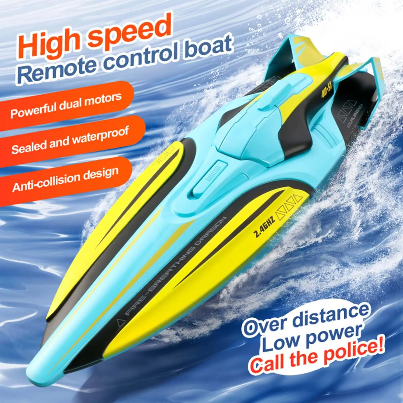 Remote Control Boat with Light Waterproof Left and Right 800mAh Forward 30km/H Dural Motor for Teens Adults Kids Birthday Gifts