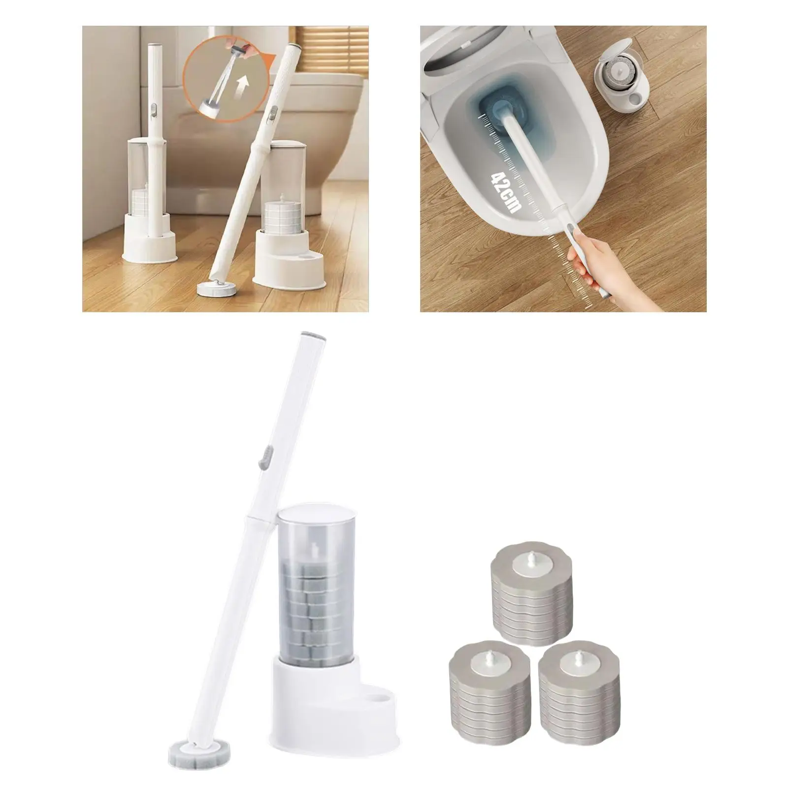 Replacable Toilet Cleaning Scrubber Set with Cleaning Liquid Cleaning Toilet Brush for Bathroom