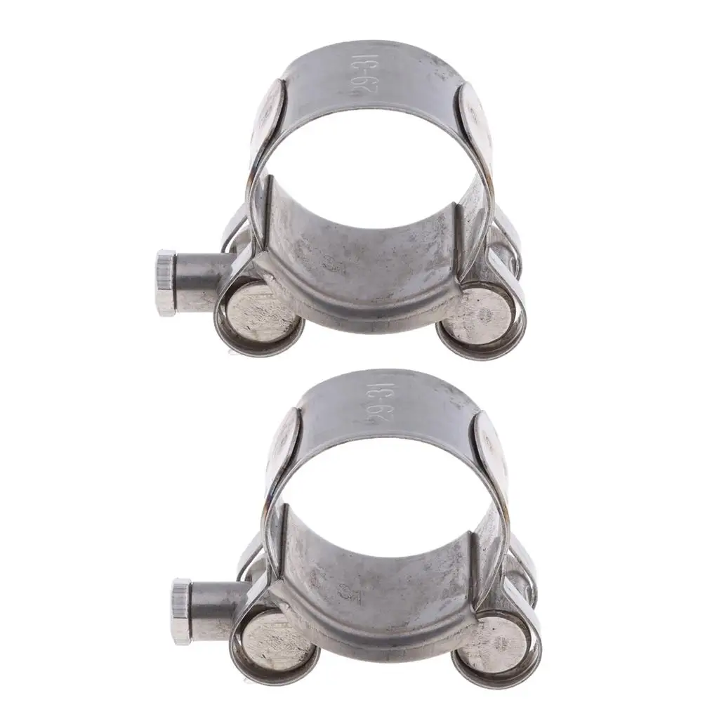 2 Pieces Heavy Duty Exhaust Pipe Clip Stainless Steel for 29-31mm