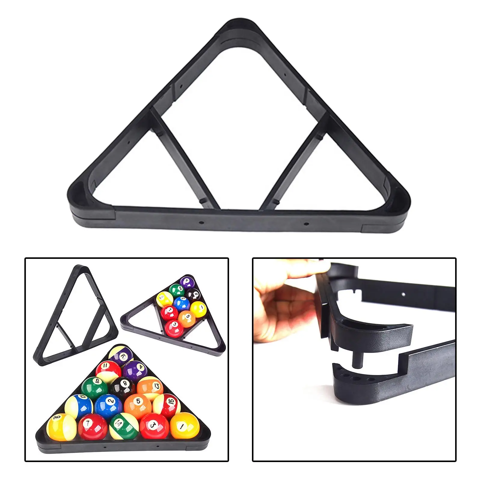 Multifunctional Billiard Triangle Ball Rack Pool Table Holders 2 in 1 Durable Pool Rack for for 2-1/ 4inch Billiard Ball