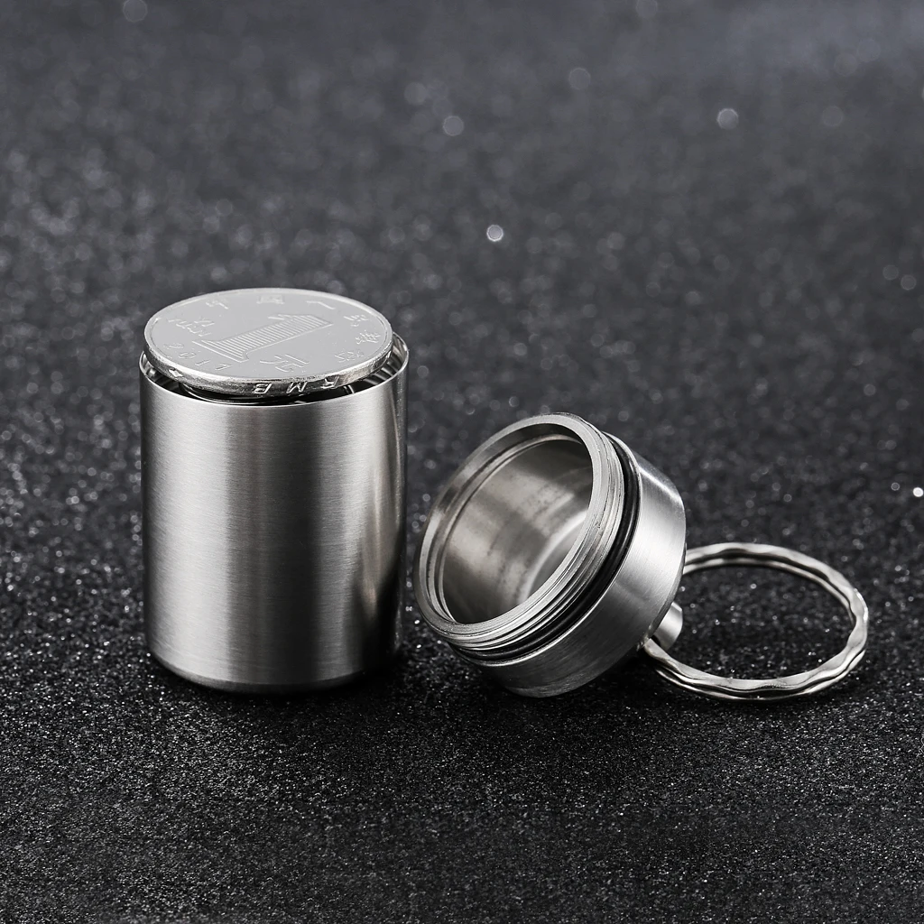  Box Keychain Waterproof Single Chamber Stainless Steel Organizer for Camping