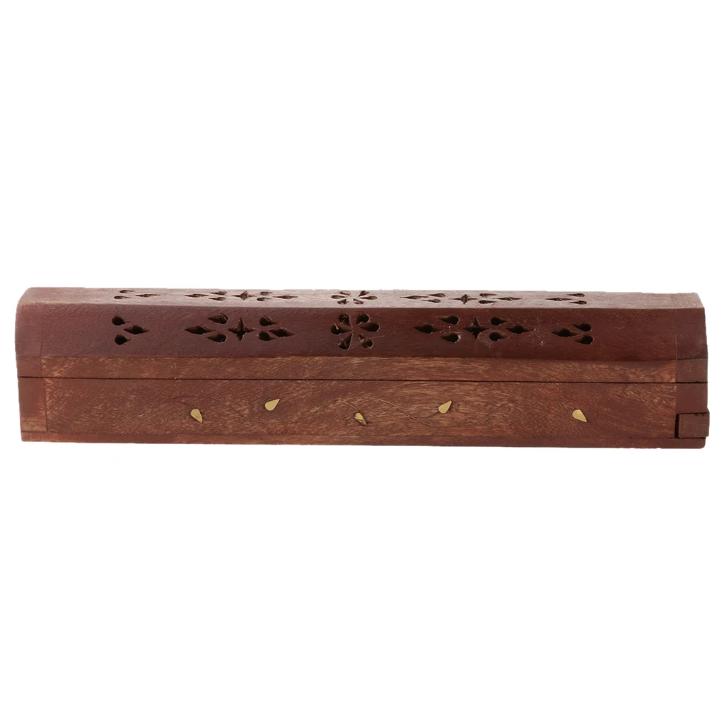 2X Ancient Wooden Incense Stick Holder Burning Joss Insence Box
