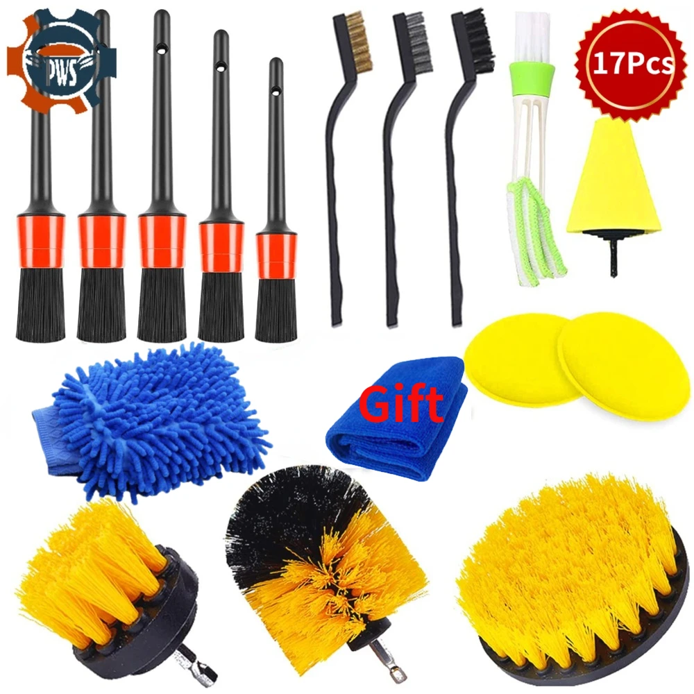 Auto Detailing Drill Brush For Car Tire Rim Cleaning Detail Brush Set For Car Dry Cleaning Car Interior Exterior Clean Brushes turtle wax ice