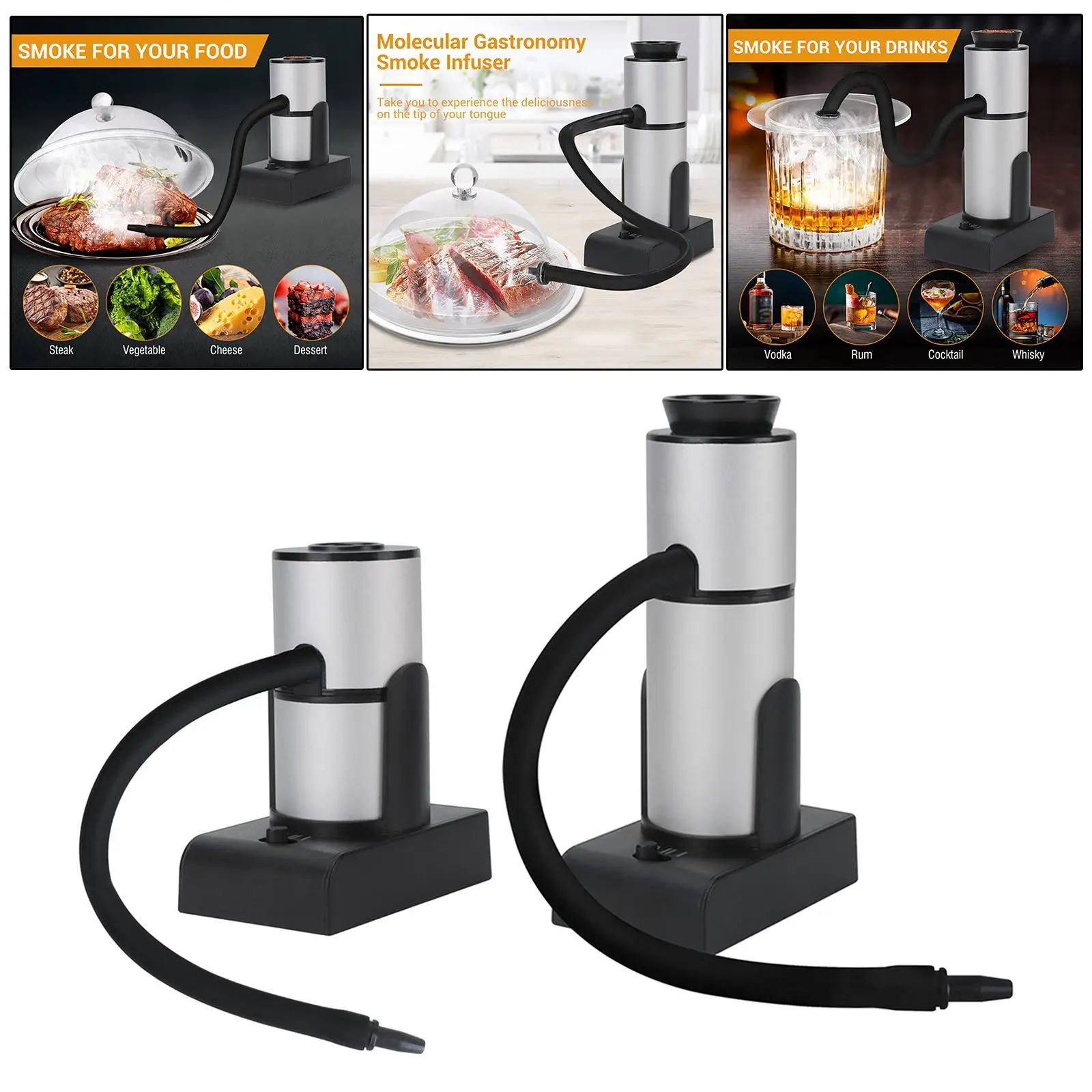 Electric Smoke Infuser Cocktails Smoker Food Cold Smoke Generator Smoking Gun for Indoor Home Kitchen Steak Cheese Meat Burn