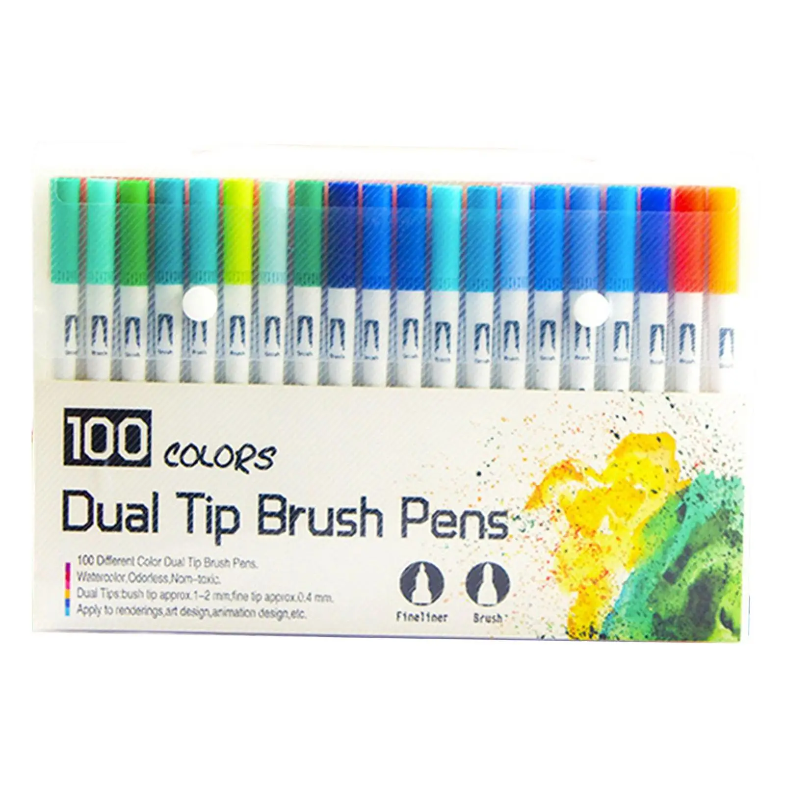 100x Dual Tip Brush Pens Coloring Writing for Child Calligraphy Art Supplies