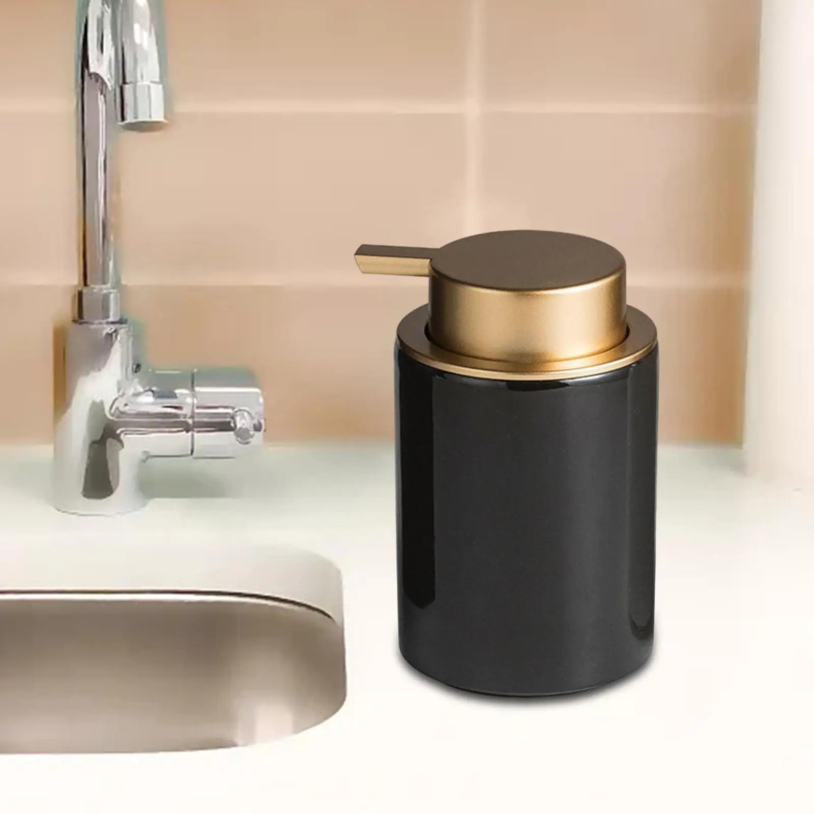 Ceramic Soap Dispenser 350ml Refillable Empty Pump Bottle Lotion Dispenser Container for Home Countertop