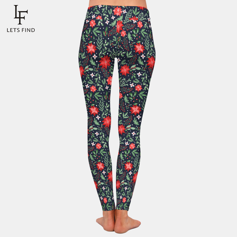 LETSFIND-Calças femininas de fitness estampadas florais de