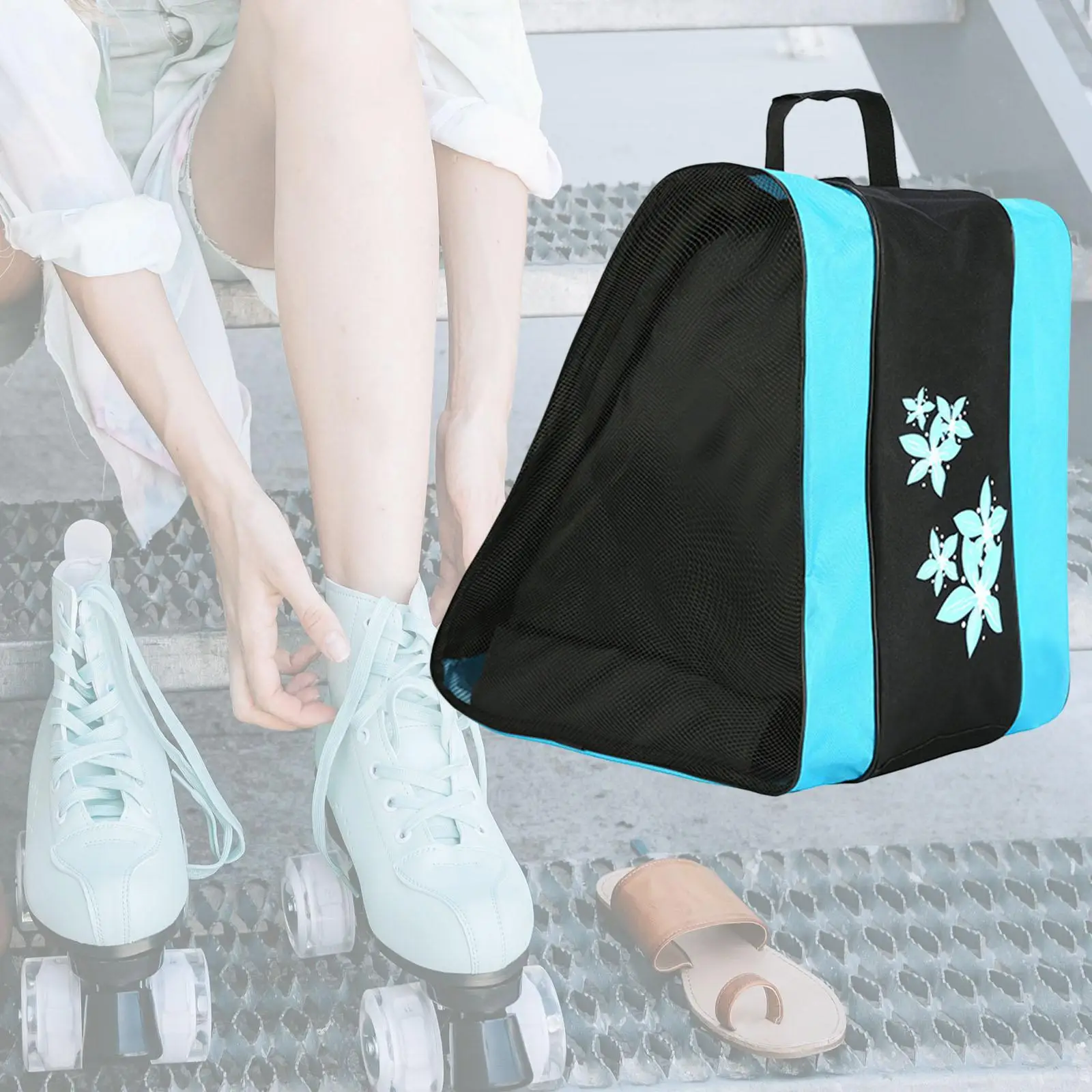 Portable Kids Roller Skate Bag 3Layers Breathable Adjustable Shoulder Strap
