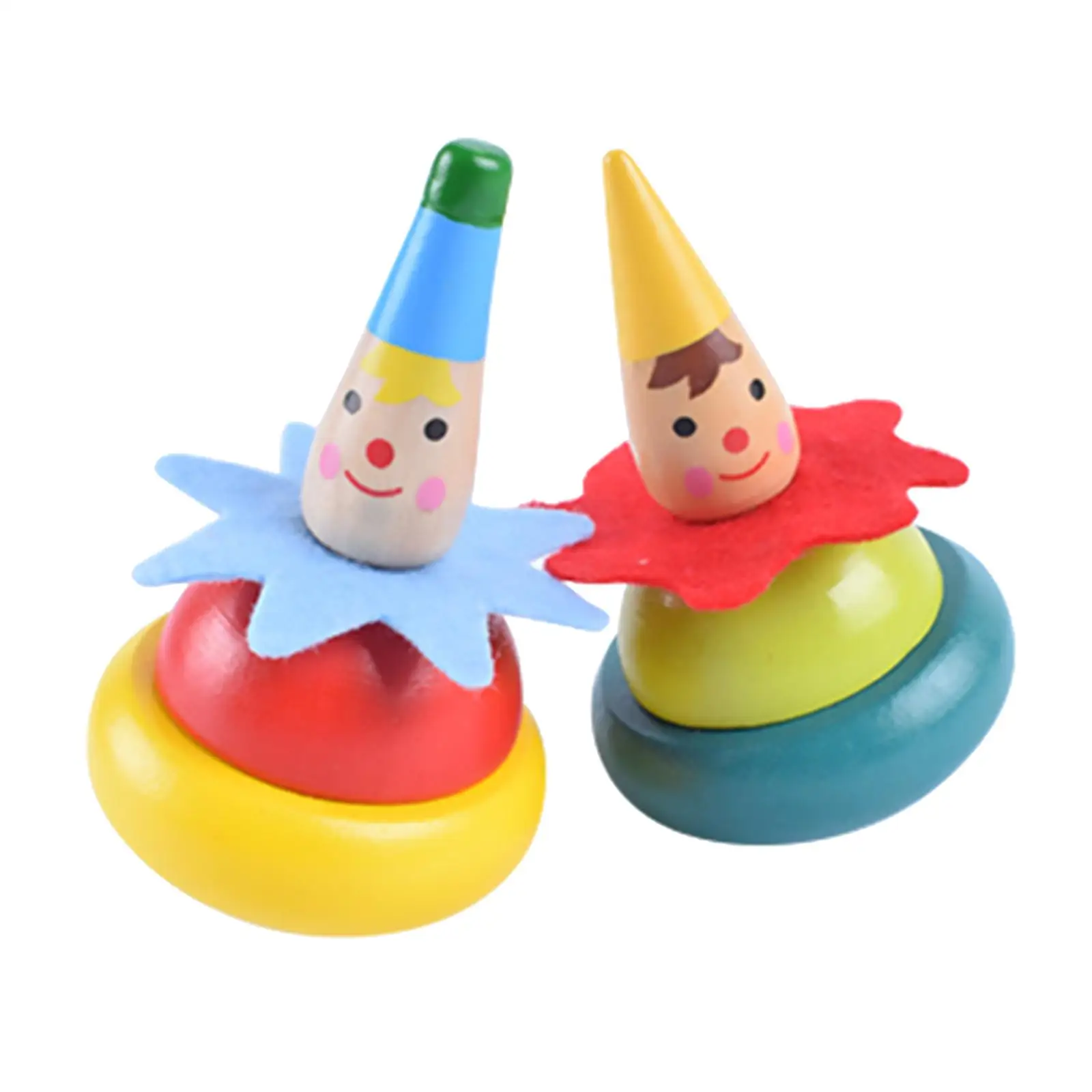 Wooden Whirling Toy Preschool Game Clown Gyro Toy Battling Tops for Children