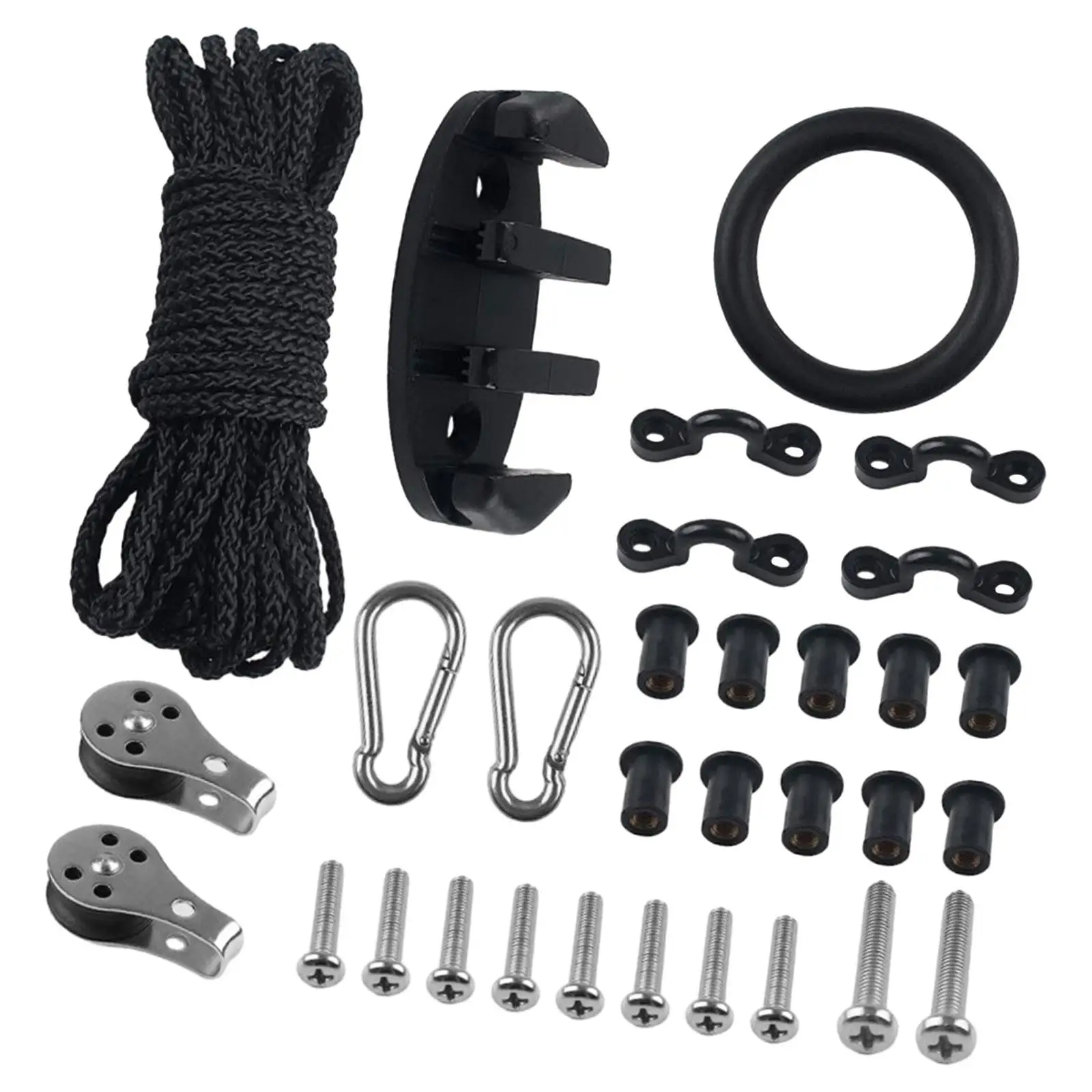 31 Pieces Marine Kayak Canoe Anchor Trolley Kit Boat Accessories Rigging Ring
