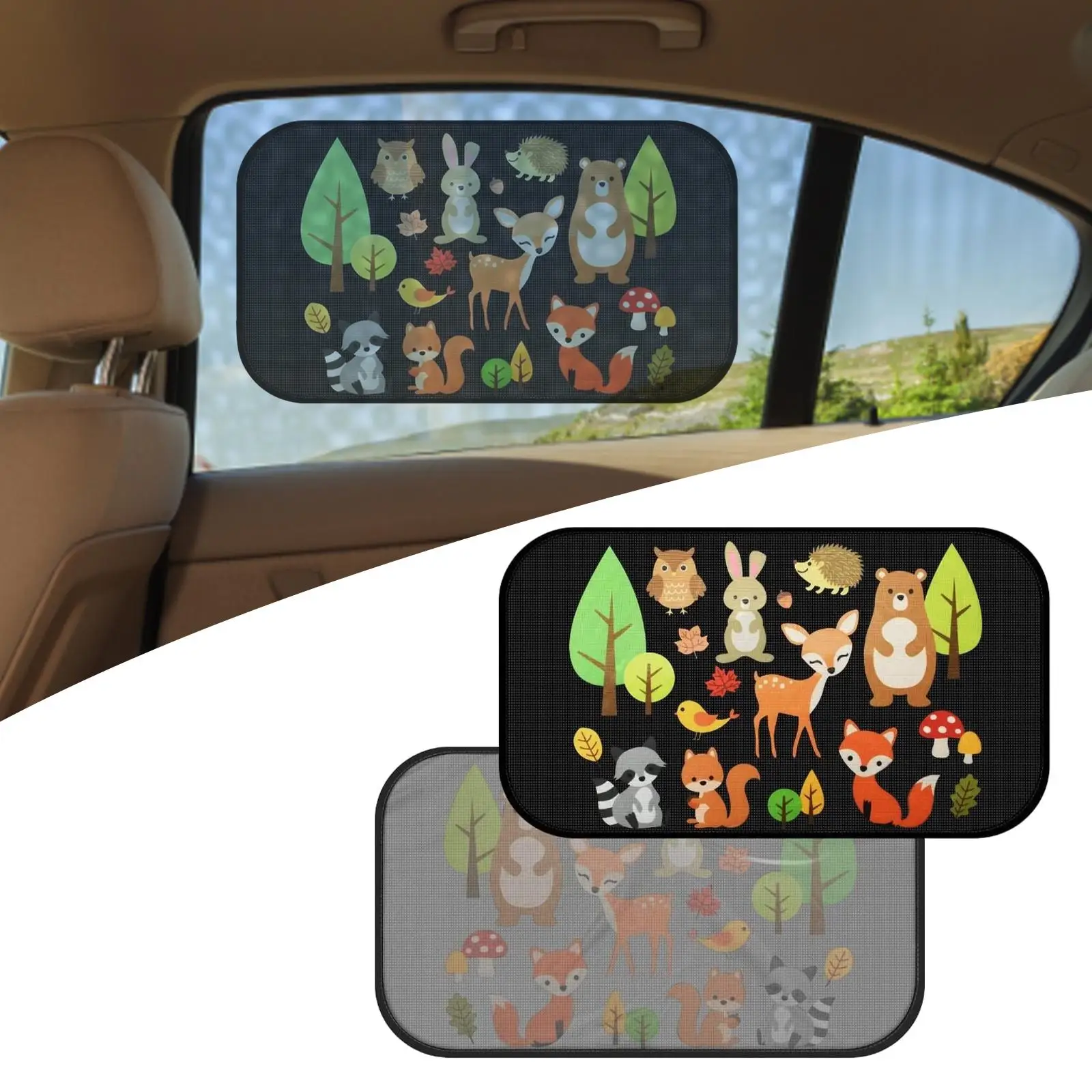 2 Pieces Car Window Sun Shades Fit Car Side and Rear Windows Sun Visor
